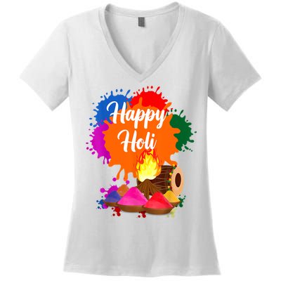 Happy Holi Men Women Family Cool Holi Festival Outfit Women's V-Neck T-Shirt