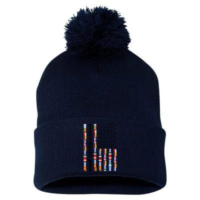 Hispanic Heritage Month Mes De La Herencia Hispana Pom Pom 12in Knit Beanie