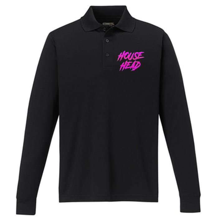 Househead House Music Edm House Head Dj Performance Long Sleeve Polo