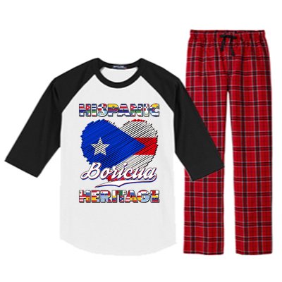 Hispanic Heritage Month Boricua Puerto Rico Flag Raglan Sleeve Pajama Set