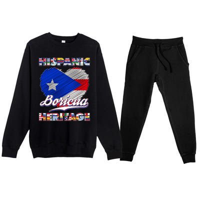 Hispanic Heritage Month Boricua Puerto Rico Flag Premium Crewneck Sweatsuit Set