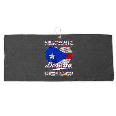 Hispanic Heritage Month Boricua Puerto Rico Flag Large Microfiber Waffle Golf Towel