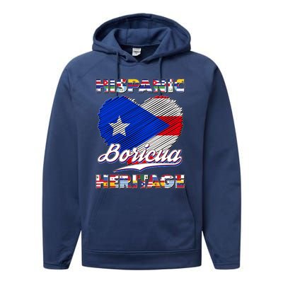 Hispanic Heritage Month Boricua Puerto Rico Flag Performance Fleece Hoodie