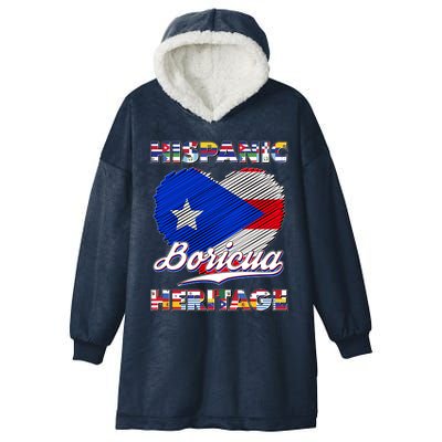 Hispanic Heritage Month Boricua Puerto Rico Flag Hooded Wearable Blanket