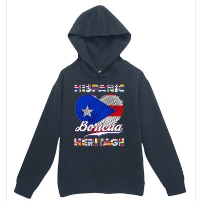 Hispanic Heritage Month Boricua Puerto Rico Flag Urban Pullover Hoodie