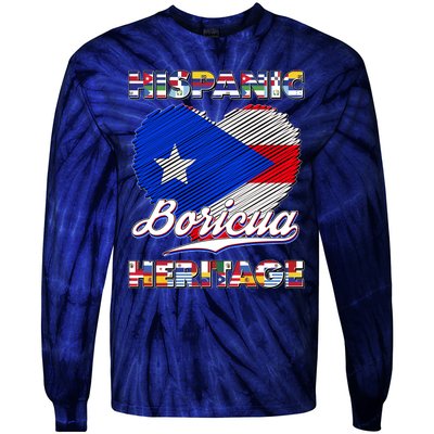 Hispanic Heritage Month Boricua Puerto Rico Flag Tie-Dye Long Sleeve Shirt