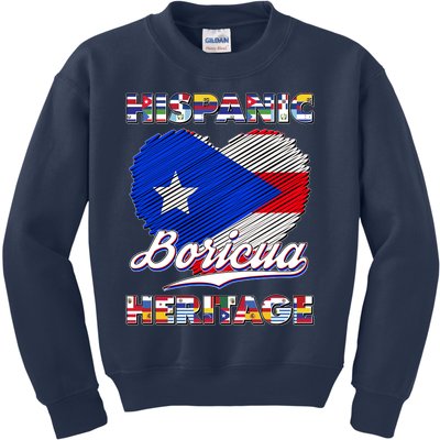 Hispanic Heritage Month Boricua Puerto Rico Flag Kids Sweatshirt