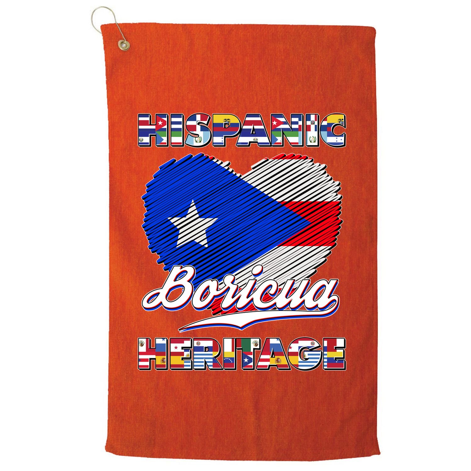 Hispanic Heritage Month Boricua Puerto Rico Flag Golf Towel