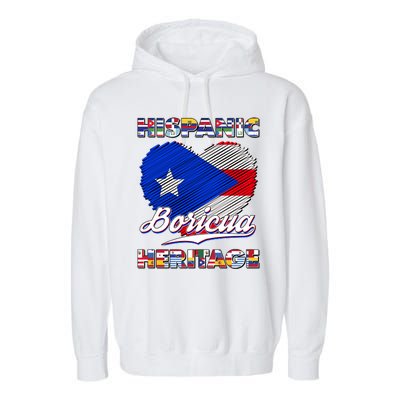 Hispanic Heritage Month Boricua Puerto Rico Flag Garment-Dyed Fleece Hoodie