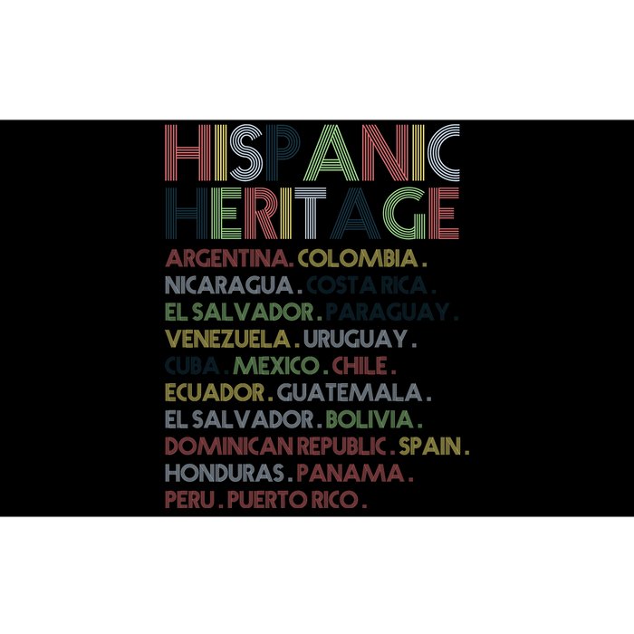 Hispanic Heritage Month Latino Countries Names Retro Vintage Bumper Sticker