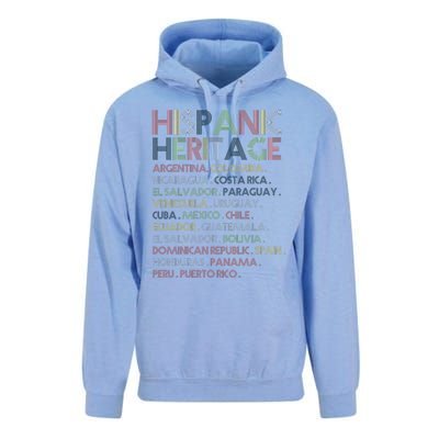 Hispanic Heritage Month Latino Countries Names Retro Vintage Unisex Surf Hoodie