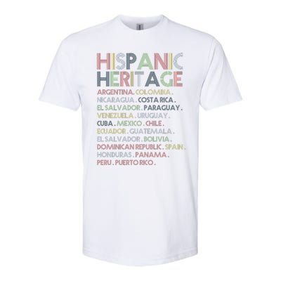 Hispanic Heritage Month Latino Countries Names Retro Vintage Softstyle® CVC T-Shirt