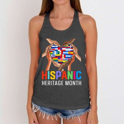 Hispanic Heritage Month All Countries Heart Hands Women's Knotted Racerback Tank