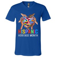 Hispanic Heritage Month All Countries Heart Hands V-Neck T-Shirt