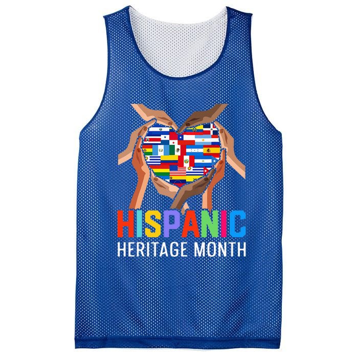 Hispanic Heritage Month All Countries Heart Hands Mesh Reversible Basketball Jersey Tank