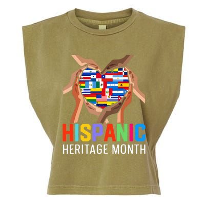 Hispanic Heritage Month All Countries Heart Hands Garment-Dyed Women's Muscle Tee