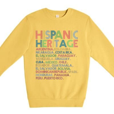 Hispanic Heritage Month Latino All Countries Names Premium Crewneck Sweatshirt