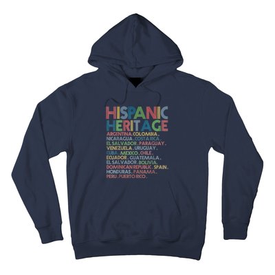 Hispanic Heritage Month Latino All Countries Names Hoodie