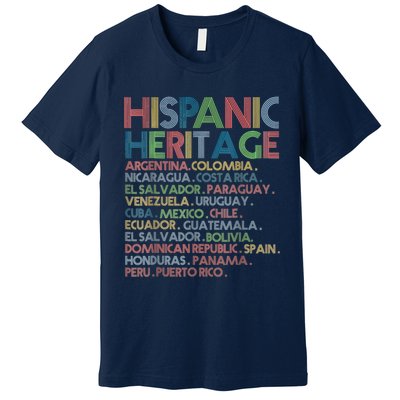 Hispanic Heritage Month Latino All Countries Names Premium T-Shirt