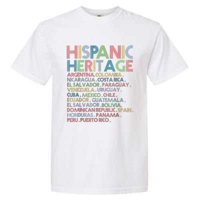 Hispanic Heritage Month Latino All Countries Names Garment-Dyed Heavyweight T-Shirt