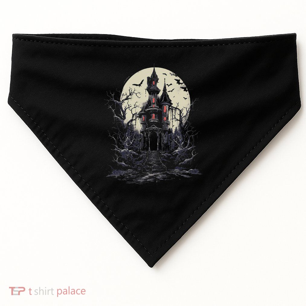 Haunted House Mansion Moon Halloween Decor USA-Made Doggie Bandana