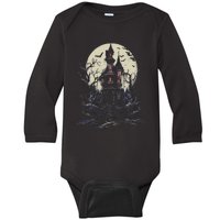 Haunted House Mansion Moon Halloween Decor Baby Long Sleeve Bodysuit