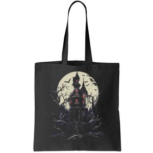 Haunted House Mansion Moon Halloween Decor Tote Bag