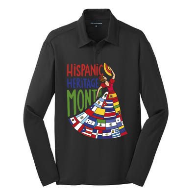 Hispanic Heritage Month Lady Flag Silk Touch Performance Long Sleeve Polo