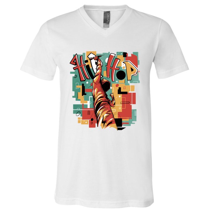 Hip Hop Music Retro Logo V-Neck T-Shirt