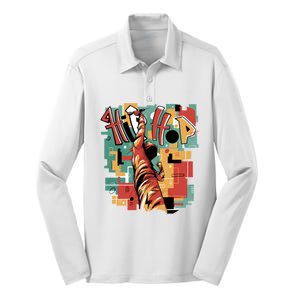 Hip Hop Music Retro Logo Silk Touch Performance Long Sleeve Polo