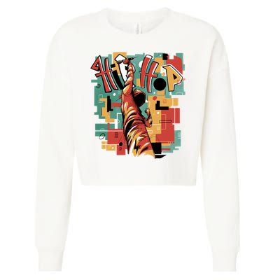 Hip Hop Music Retro Logo Cropped Pullover Crew