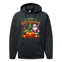 Happy Hallothanksmas Merry Christmas Halloween Thanksgiving Performance Fleece Hoodie