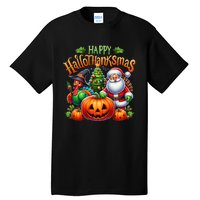 Happy Hallothanksmas Merry Christmas Halloween Thanksgiving Tall T-Shirt