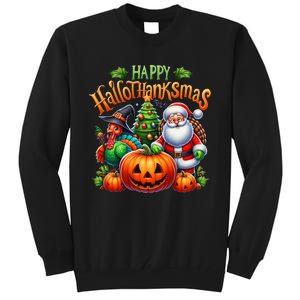 Happy Hallothanksmas Merry Christmas Halloween Thanksgiving Tall Sweatshirt