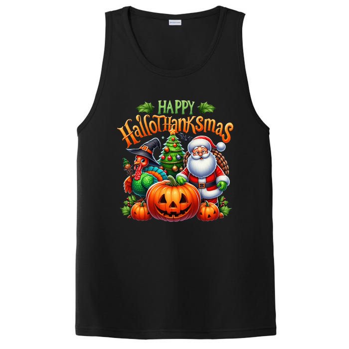 Happy Hallothanksmas Merry Christmas Halloween Thanksgiving PosiCharge Competitor Tank