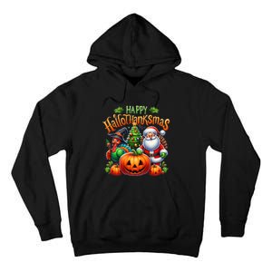 Happy Hallothanksmas Merry Christmas Halloween Thanksgiving Tall Hoodie