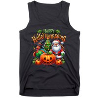 Happy Hallothanksmas Merry Christmas Halloween Thanksgiving Tank Top