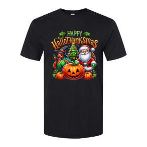 Happy Hallothanksmas Merry Christmas Halloween Thanksgiving Softstyle CVC T-Shirt