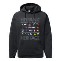 Hispanic Heritage Month Latino Countries Names Maps Performance Fleece Hoodie