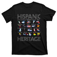 Hispanic Heritage Month Latino Countries Names Maps T-Shirt