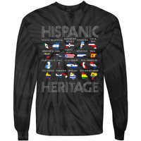 Hispanic Heritage Month Latino Countries Names Maps Tie-Dye Long Sleeve Shirt