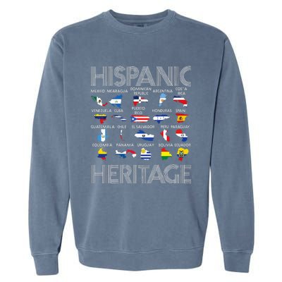 Hispanic Heritage Month Latino Countries Names Maps Garment-Dyed Sweatshirt