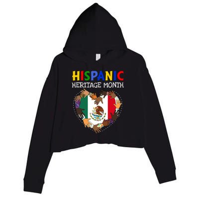 Hispanic Heritage Month Mexico Heart Boy Girl Crop Fleece Hoodie