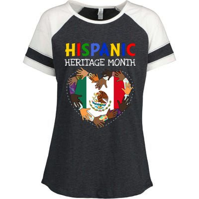 Hispanic Heritage Month Mexico Heart Boy Girl Enza Ladies Jersey Colorblock Tee