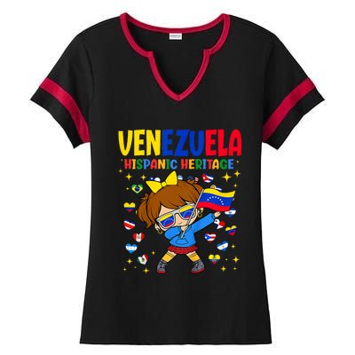 Hispanic Heritage Month Venezuela Flag Venezuelan Ladies Halftime Notch Neck Tee