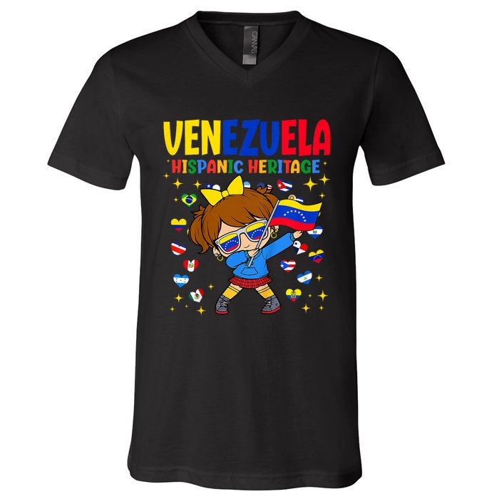 Hispanic Heritage Month Venezuela Flag Venezuelan V-Neck T-Shirt