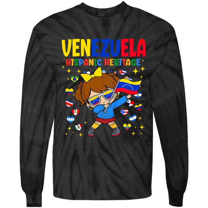 Hispanic Heritage Month Venezuela Flag Venezuelan Tie-Dye Long Sleeve Shirt