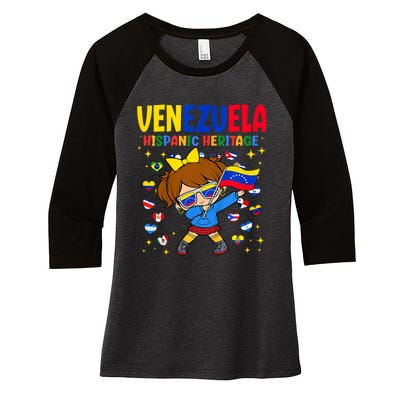 Hispanic Heritage Month Venezuela Flag Venezuelan Women's Tri-Blend 3/4-Sleeve Raglan Shirt