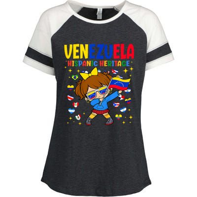 Hispanic Heritage Month Venezuela Flag Venezuelan Enza Ladies Jersey Colorblock Tee