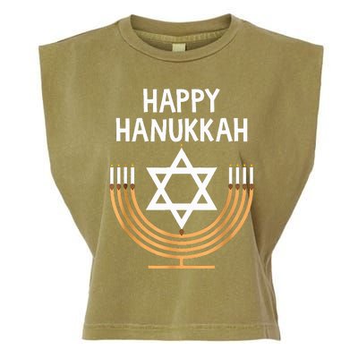 Happy Hanukkah Menorah Chanukah Jewish  Garment-Dyed Women's Muscle Tee